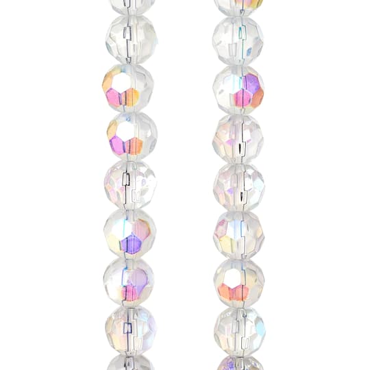 Crystal AB Faceted Glass Round Beads, 10mm by Bead Landing&#x2122;